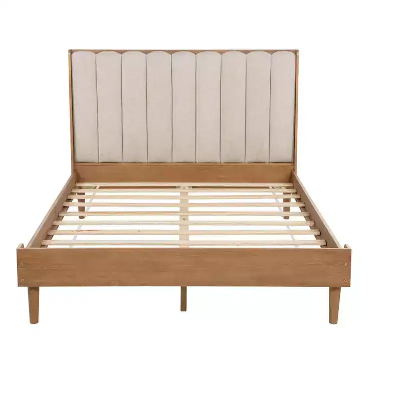 Cama Whisen Wood con cabecero tapizado y estructura reforzada