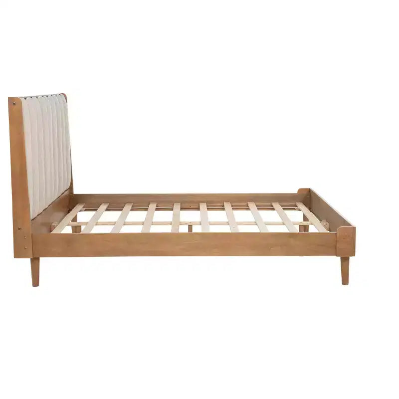 Cama Whisen Wood con cabecero tapizado y estructura reforzada