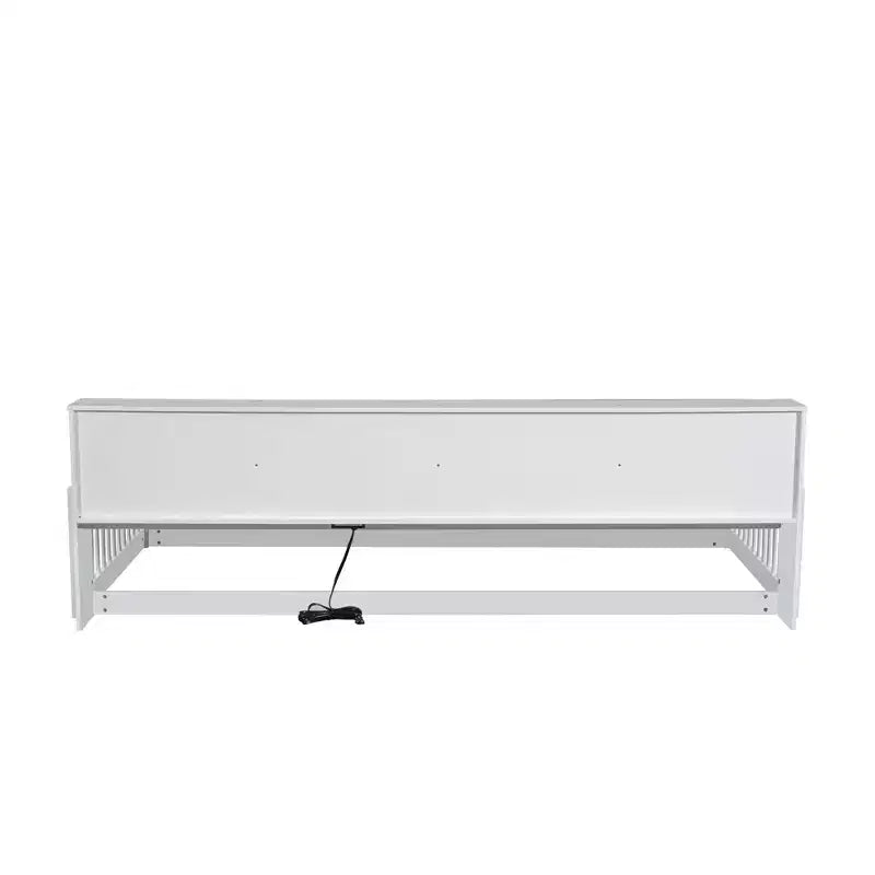 Cama Montessori para niños Bellemave con estantería, cama de suelo individual XL con estación de carga, estructura de cama de suelo con barandillas para niños, blanca