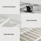 Cama nido Coolmee con cama supletoria, diván de metal tamaño individual con cabecero floral, estructura de cama moderna tipo sofá, soportes de láminas de acero de alta resistencia