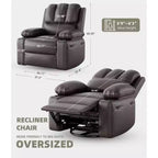 Sillones reclinables grandes GustoWave con calefacción y masaje - Sillón reclinable giratorio 360 para adultos - Mecedora manual