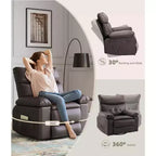 Sillones reclinables grandes GustoWave con calefacción y masaje - Sillón reclinable giratorio 360 para adultos - Mecedora manual