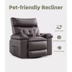 Sillones reclinables grandes GustoWave con calefacción y masaje - Sillón reclinable giratorio 360 para adultos - Mecedora manual