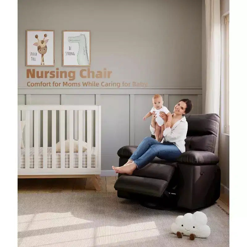 Sillones reclinables grandes GustoWave con calefacción y masaje - Sillón reclinable giratorio 360 para adultos - Mecedora manual