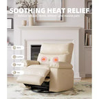 Sillones reclinables grandes GustoWave con calefacción y masaje - Sillón reclinable giratorio 360 para adultos - Mecedora manual