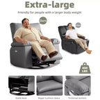 Sillones reclinables grandes GustoWave con calefacción y masaje - Sillón reclinable giratorio 360 para adultos - Mecedora manual