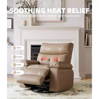 Sillones reclinables grandes GustoWave con calefacción y masaje - Sillón reclinable giratorio 360 para adultos - Mecedora manual