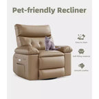 Sillones reclinables grandes GustoWave con calefacción y masaje - Sillón reclinable giratorio 360 para adultos - Mecedora manual