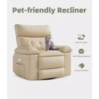 Sillones reclinables grandes GustoWave con calefacción y masaje - Sillón reclinable giratorio 360 para adultos - Mecedora manual