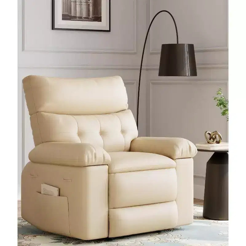 Sillones reclinables grandes GustoWave con calefacción y masaje - Sillón reclinable giratorio 360 para adultos - Mecedora manual