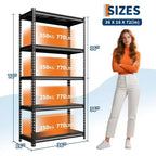 Estanterías de Almacenamiento de 5 Niveles, Estantería Metálica para Garaje, Estantería Industrial Ajustable, Estante Metálico Mate para Almacén, Sótano, Cocina, Taller