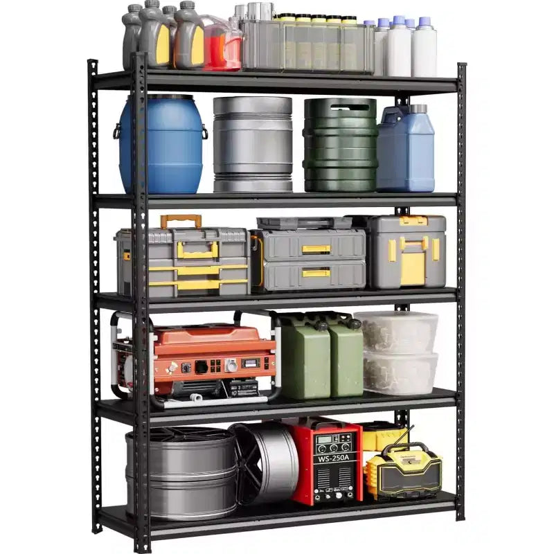 Estanterías de Almacenamiento de 5 Niveles, Estantería Metálica para Garaje, Estantería Industrial Ajustable, Estante Metálico Mate para Almacén, Sótano, Cocina, Taller