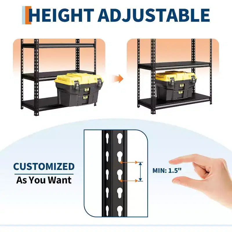 Estanterías de Almacenamiento de 5 Niveles, Estantería Metálica para Garaje, Estantería Industrial Ajustable, Estante Metálico Mate para Almacén, Sótano, Cocina, Taller