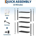 Estanterías de Almacenamiento de 5 Niveles, Estantería Metálica para Garaje, Estantería Industrial Ajustable, Estante Metálico Mate para Almacén, Sótano, Cocina, Taller