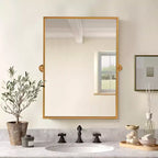 MAYEERTY Hanging Mirror Iron Right Angle Rectangle Black Grid 39x30x1in