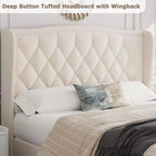 Base de Cama Tapizada de Lujo con Cabecero Ajustable - Tejido de Terciopelo y Soporte de Láminas de Madera