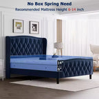 Base de Cama Tapizada de Lujo con Cabecero Ajustable - Tejido de Terciopelo y Soporte de Láminas de Madera