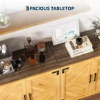 Acekool Aparador de Cocina de 31.5" - Gabinete de Almacenamiento Estilo Rústico con Estante Ajustable y Puertas para Cocina, Sala de Estar en Negro Marrón