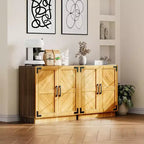 Acekool Aparador de Cocina de 31.5" - Gabinete de Almacenamiento Estilo Rústico con Estante Ajustable y Puertas para Cocina, Sala de Estar en Negro Marrón