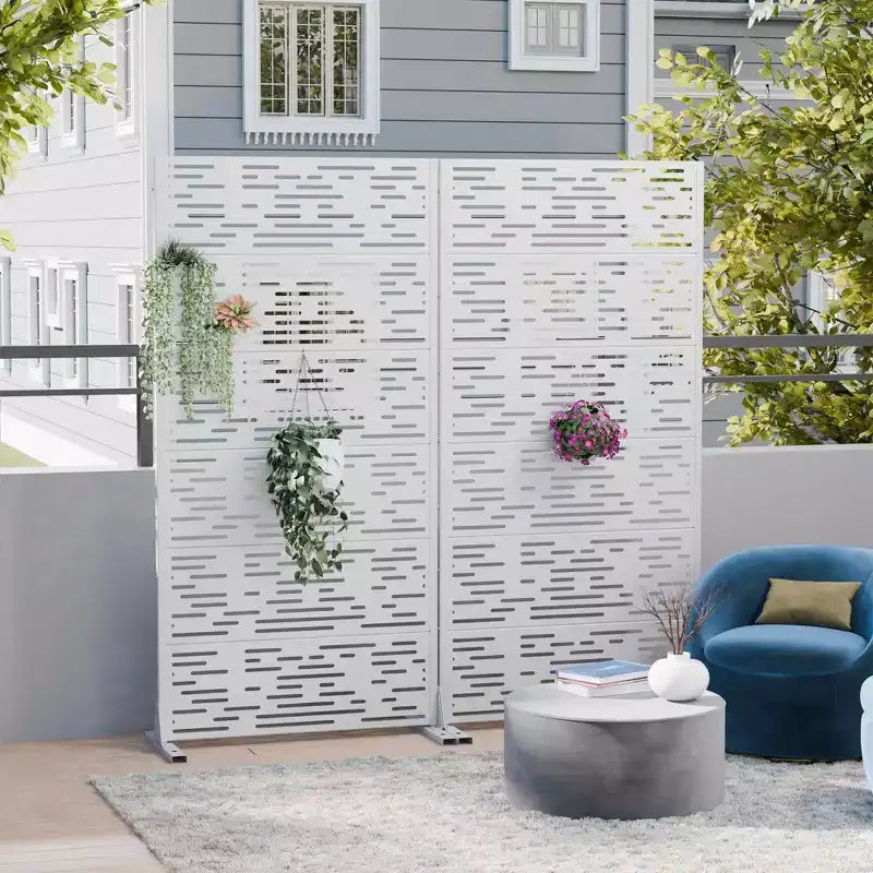MAYEERTY 72x35 Panel de Privacidad Natural Blanco para Exteriores, Juego de 6 Piezas Divisor Plegable Natural para Patio y Jardín