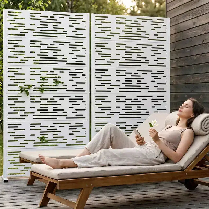 MAYEERTY 72x35 Panel de Privacidad Natural Blanco para Exteriores, Juego de 6 Piezas Divisor Plegable Natural para Patio y Jardín