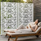 MAYEERTY 72x35 Panel de Privacidad Natural Blanco para Exteriores, Juego de 6 Piezas Divisor Plegable Natural para Patio y Jardín