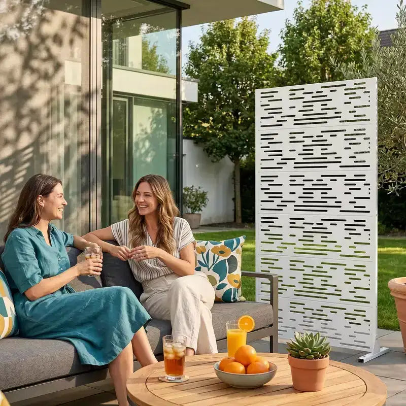 MAYEERTY 72x35 Panel de Privacidad Natural Blanco para Exteriores, Juego de 6 Piezas Divisor Plegable Natural para Patio y Jardín