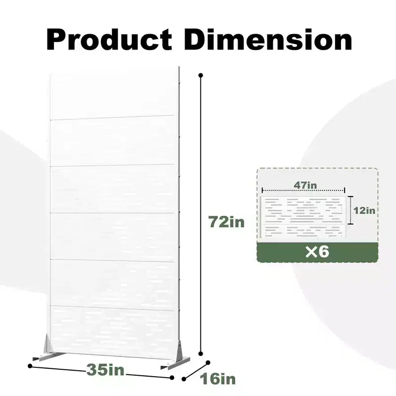 MAYEERTY 72x35 Panel de Privacidad Natural Blanco para Exteriores, Juego de 6 Piezas Divisor Plegable Natural para Patio y Jardín