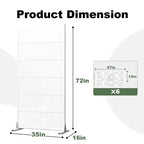 MAYEERTY 72x35 Panel de Privacidad Natural Blanco para Exteriores, Juego de 6 Piezas Divisor Plegable Natural para Patio y Jardín