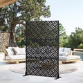MAYEERTY 72 inch Room Divider Galvanized Frame Privacy Screen Freestanding Garden Fence Patio Black