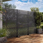 MAYEERTY 72 pulgadas Divisor de ambientes Marco galvanizado Pantalla de privacidad Valla de jardín independiente Patio Negro