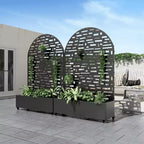 Jardinera MAYEERTY con celosía de hierro negro, estilo Gerald Arch Wide Edge Street, 72x47x16 pulgadas, juego de 3 piezas