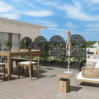 Jardinera MAYEERTY con celosía de hierro negro, estilo Gerald Arch Wide Edge Street, 72x47x16 pulgadas, juego de 3 piezas