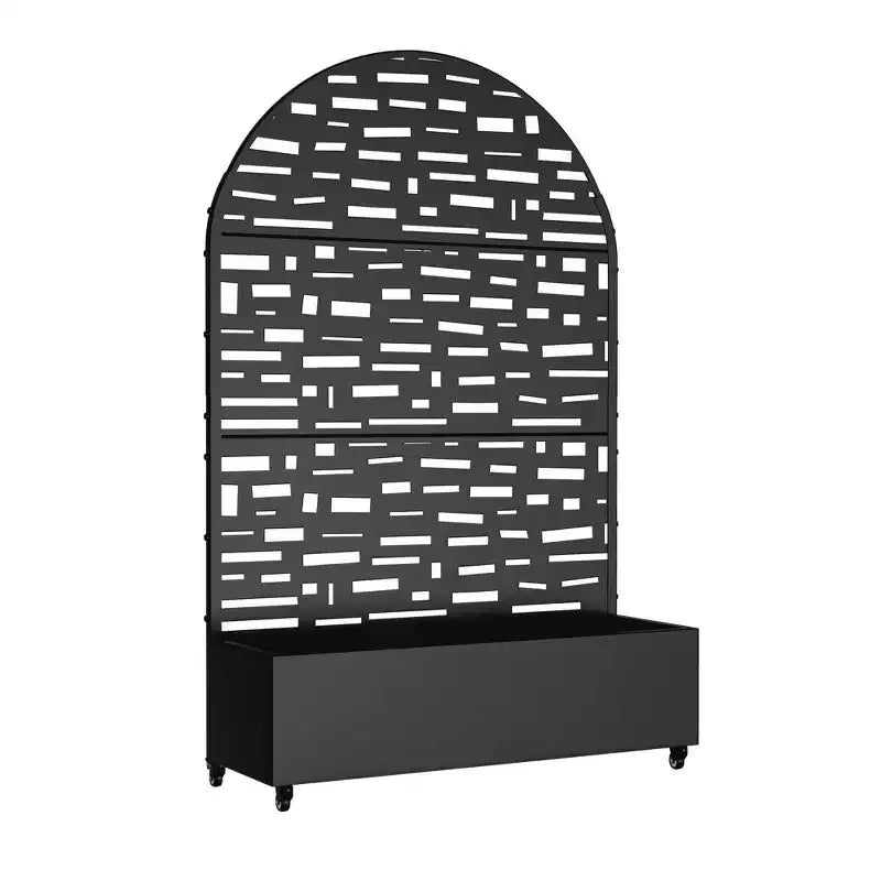 Jardinera MAYEERTY con celosía de hierro negro, estilo Gerald Arch Wide Edge Street, 72x47x16 pulgadas, juego de 3 piezas