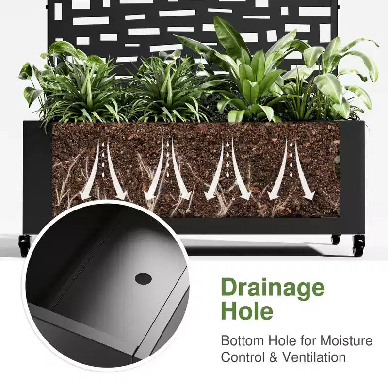 Jardinera MAYEERTY con celosía de hierro negro, estilo Gerald Arch Wide Edge Street, 72x47x16 pulgadas, juego de 3 piezas