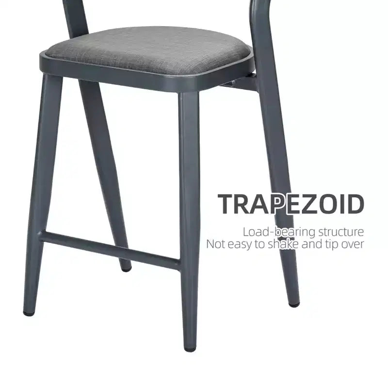 Sunnyfurn Silla de bar minimalista de aluminio con respaldo - Juego de taburetes de bar contemporáneos, juego de 2 piezas para uso en interiores y exteriores, gris-azul