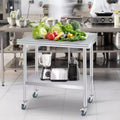 Acekool Stainless Steel Table with Wheels, 60x24in Heavy Duty Prep Workstation, Backsplash & Adjustable Shelf for Kitchen, Restaurant, Office