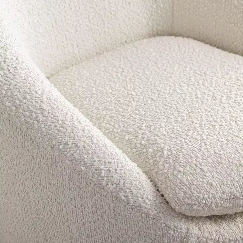 Homy Casa Sillón tapizado moderno de bouclé con base giratoria de 360 grados y asiento acolchado, para sala de estar o dormitorio, blanco