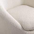 Homy Casa Sillón tapizado moderno de bouclé con base giratoria de 360 grados y asiento acolchado, para sala de estar o dormitorio, blanco