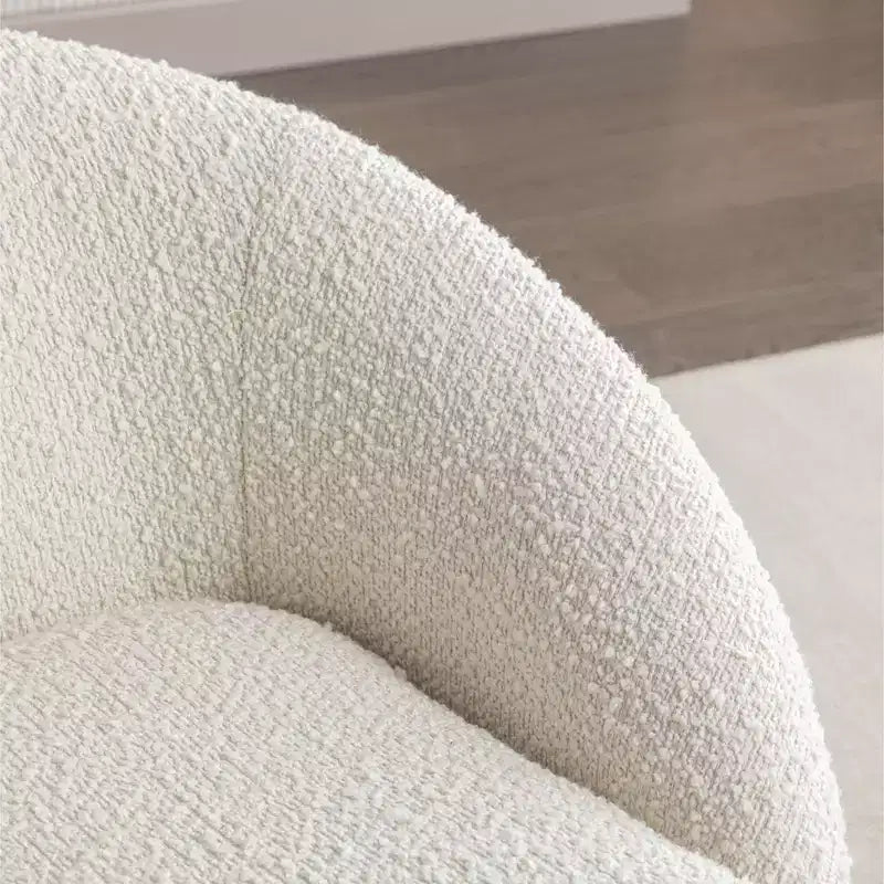 Homy Casa Sillón tapizado moderno de bouclé con base giratoria de 360 grados y asiento acolchado, para sala de estar o dormitorio, blanco