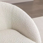 Homy Casa Sillón tapizado moderno de bouclé con base giratoria de 360 grados y asiento acolchado, para sala de estar o dormitorio, blanco