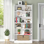 Librería alta Lantine 78, estantería moderna de 7 niveles con estantes de almacenamiento, gran estantería de exhibición abierta para sala de estar, oficina