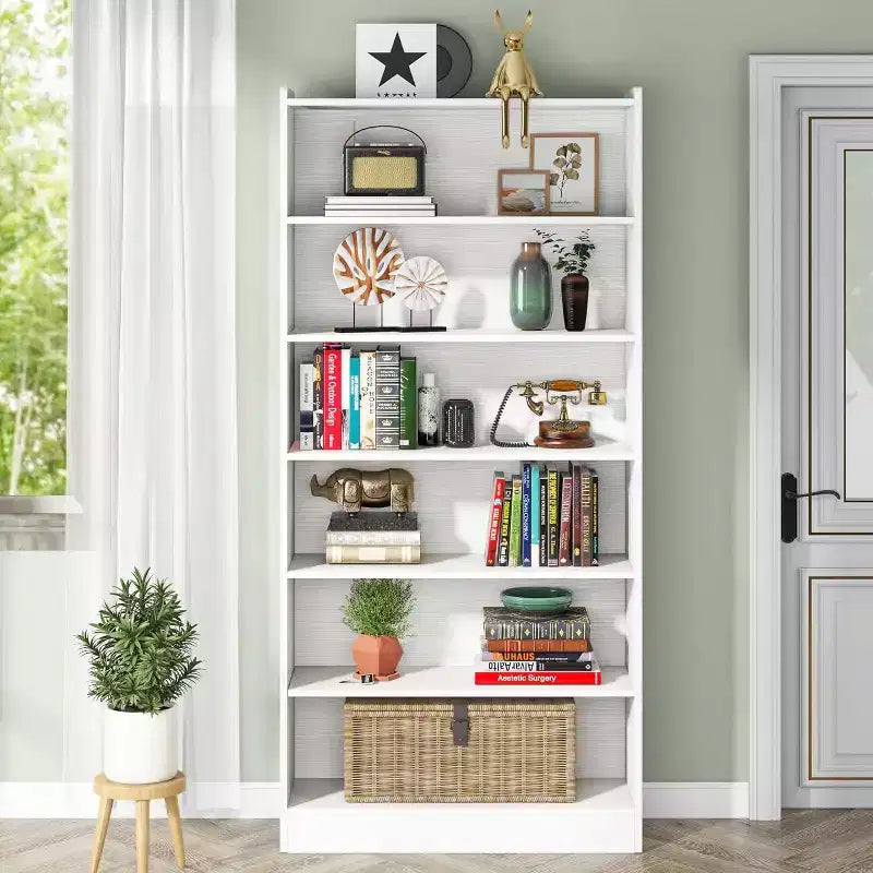 Librería alta Lantine 78, estantería moderna de 7 niveles con estantes de almacenamiento, gran estantería de exhibición abierta para sala de estar, oficina