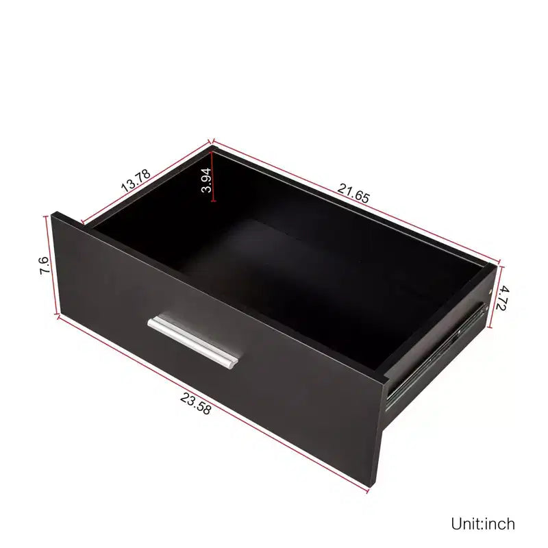Cómoda Karl de 8 cajones de aglomerado negro de 120 cm de ancho