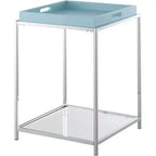 HomeStock 24 pulgadas de alto, color azul, mesa auxiliar rectangular de metal con superficie de mesa, 1 pieza