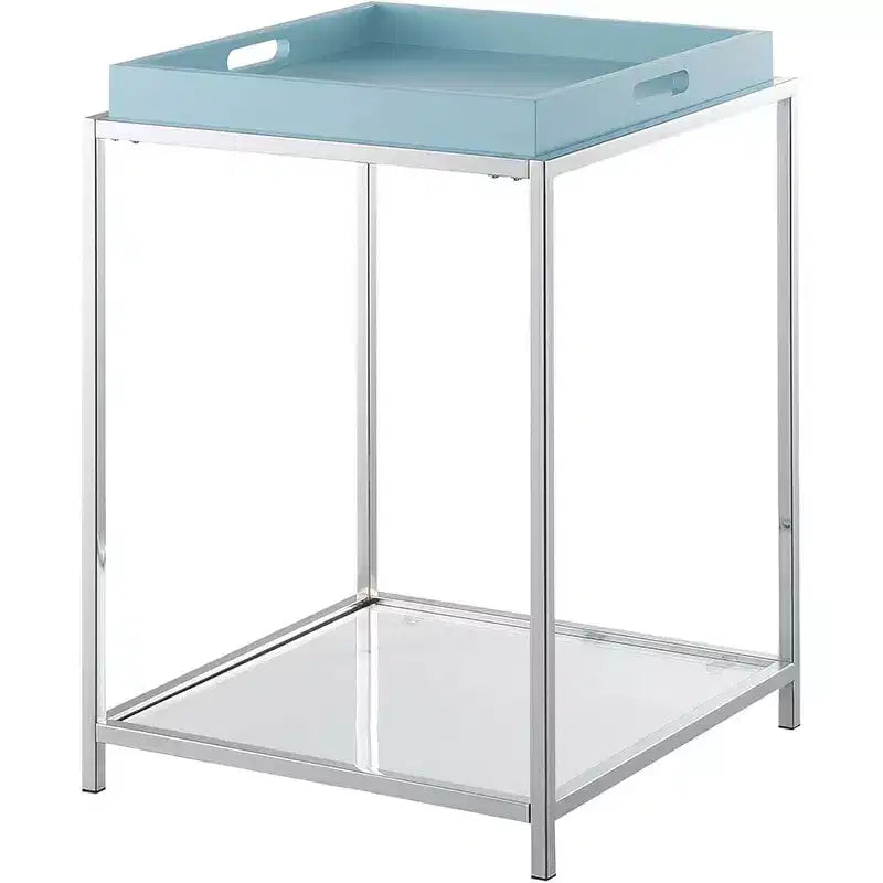 HomeStock 24 pulgadas de alto, color azul, mesa auxiliar rectangular de metal con superficie de mesa, 1 pieza