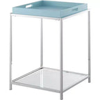HomeStock 24 pulgadas de alto, color azul, mesa auxiliar rectangular de metal con superficie de mesa, 1 pieza