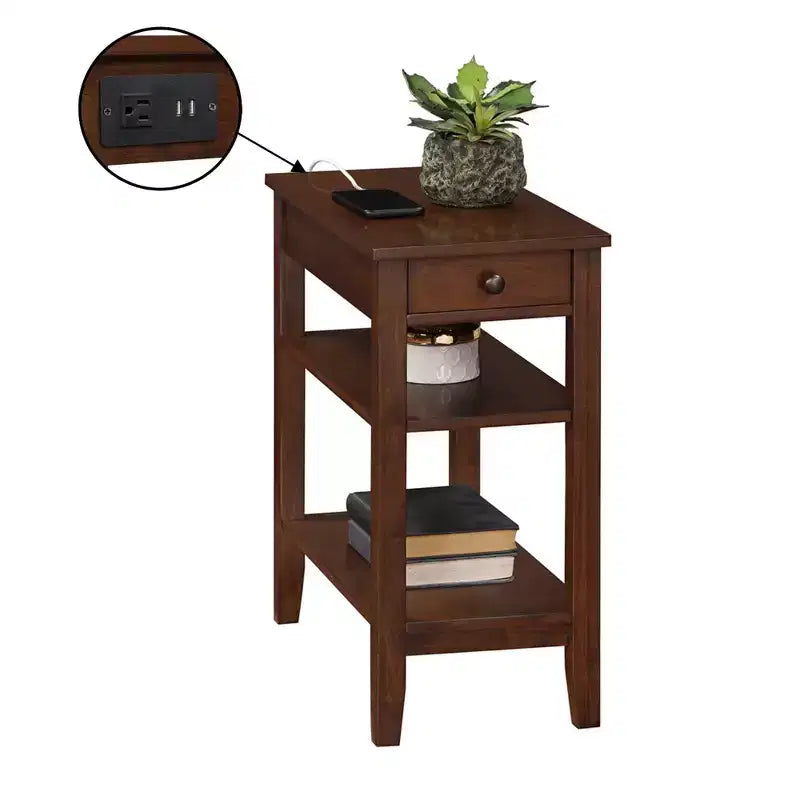 Mesa auxiliar de madera de 61 cm de alto, rectangular, color marrón, 1 pieza, de HomeStock