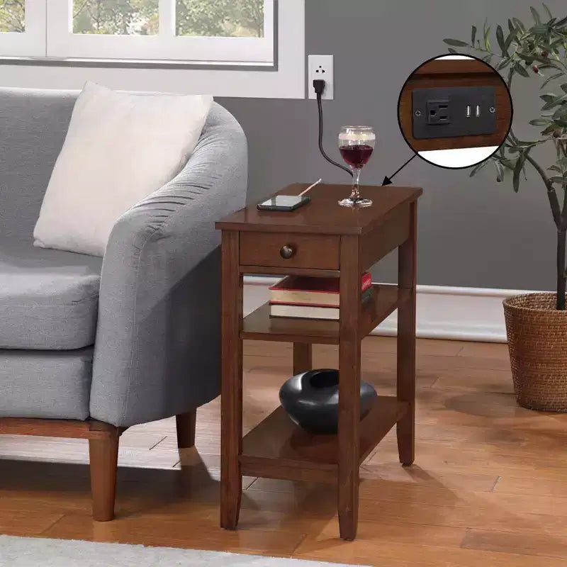 Mesa auxiliar de madera de 61 cm de alto, rectangular, color marrón, 1 pieza, de HomeStock