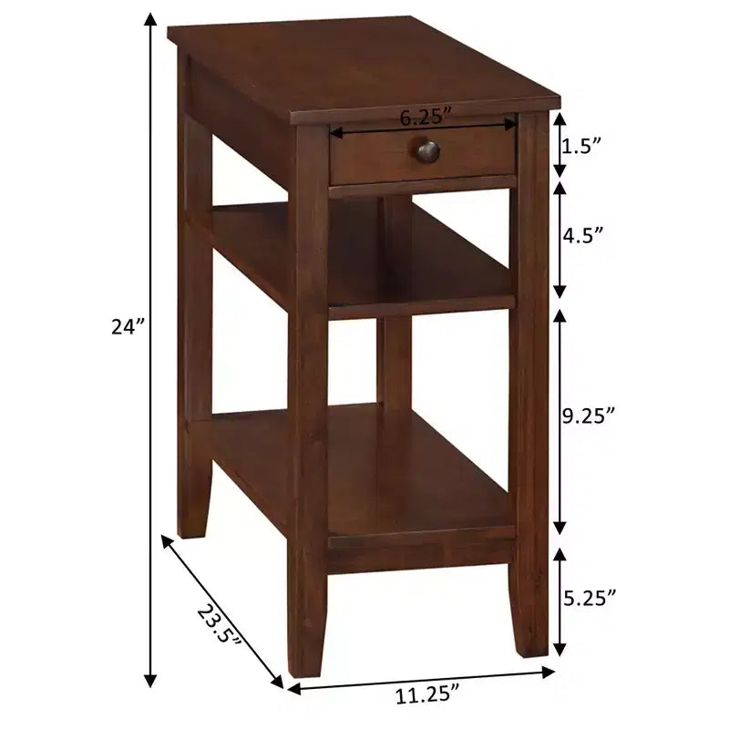 Mesa auxiliar de madera de 61 cm de alto, rectangular, color marrón, 1 pieza, de HomeStock